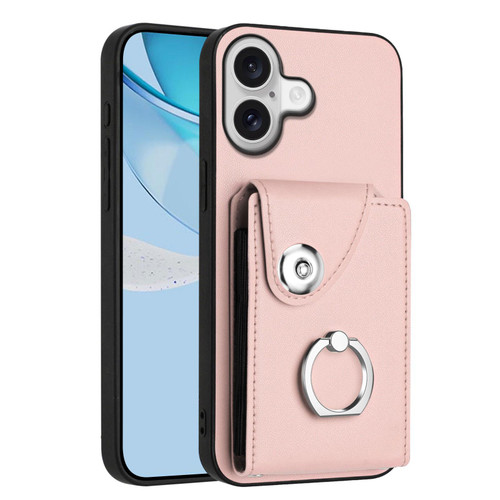 iPhone 17 Organ Card Bag Ring Holder Phone Case - Pink