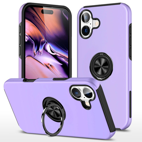 iPhone 17 PC + TPU Magnetic Phone Case with Invisible Ring Holder - Purple