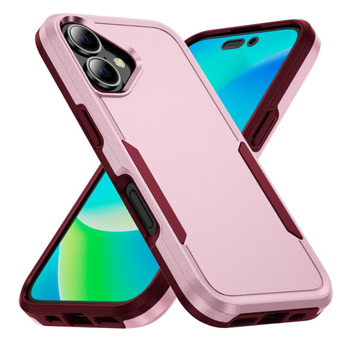 iPhone 17 Pioneer Armor Heavy Duty PC + TPU Phone Case - Pink+Rose Red iPhone 17 Pioneer Armor Heavy Duty PC + TPU Phone Case - Pink+Rose Red