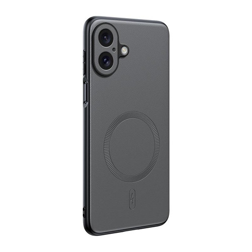 iPhone 17 Plain Leather MagSafe Shockproof Phone Case - Gray