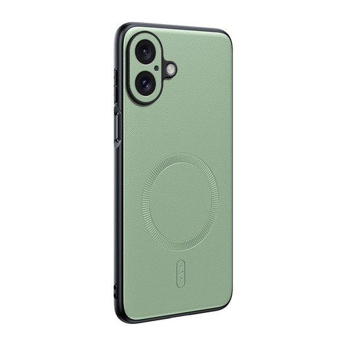 iPhone 17 Plain Leather MagSafe Shockproof Phone Case - Green