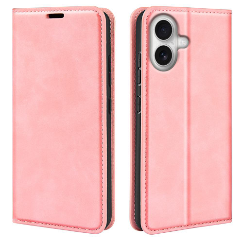 iPhone 17 Retro-skin Magnetic Suction Leather Phone Case - Pink
