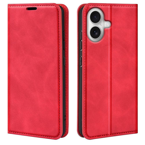 iPhone 17 Retro-skin Magnetic Suction Leather Phone Case - Red