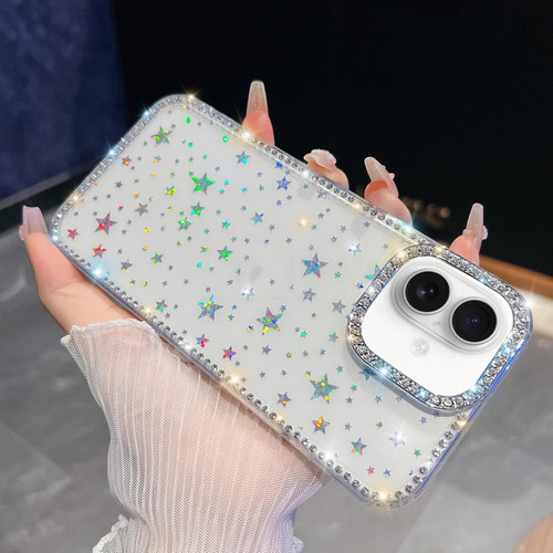 iPhone 17 Rhinestone Glitter TPU 4-corners Anti-fall Phone Case - Transparent Stars iPhone 17 Rhinestone Glitter TPU 4-corners Anti-fall Phone Case - Transparent Stars