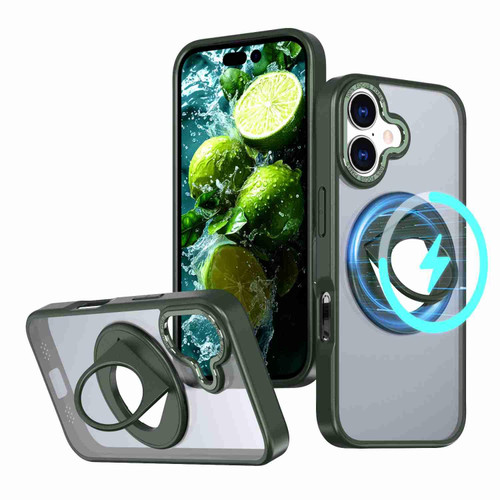 iPhone 17 Rotating Ring Magnetic Holder Phone Case - Green