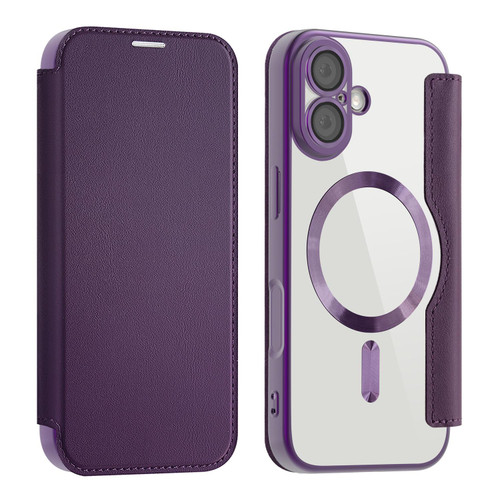 iPhone 17 Shield MagSafe RFID Anti-theft Leather Phone Case - Purple