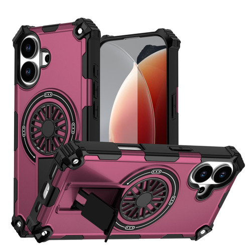 iPhone 17 Shockproof Kickstand Metallic Shaft MagSafe Phone Case - Purple