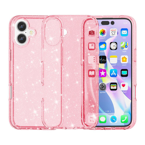 iPhone 17 Shockproof Terminator Glitter Powder Phone Case - Pink