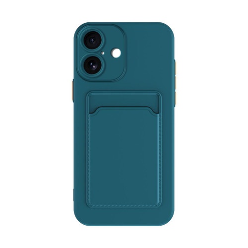 iPhone 17 Skin Feel Card Contrast Color Button TPU Phone Case - Dark Green iPhone 17 Skin Feel Card Contrast Color Button TPU Phone Case - Dark Green