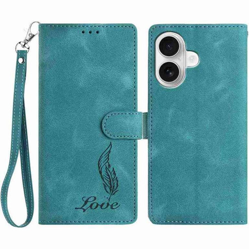 iPhone 17 Skin Feel Embossed Feather Leather Phone Case - Green