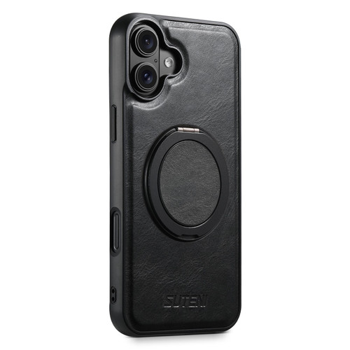 iPhone 17 Suteni G3 Oil Wax 360 Rotation Holder MagSafe Back Phone Case - Black