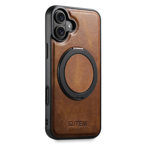 iPhone 17 Suteni G3 Oil Wax 360 Rotation Holder MagSafe Back Phone Case - Brown