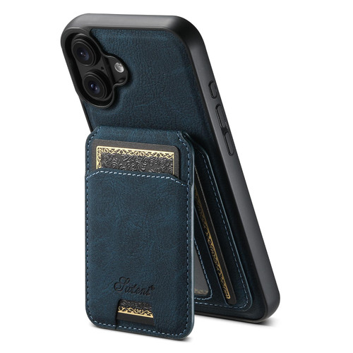 iPhone 17 Suteni H16 Litchi Texture Leather Detachable Wallet Back Phone Case - Blue