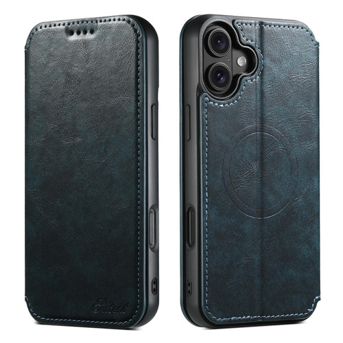 iPhone 17 Suteni J05 Leather Magnetic MagSafe Phone Case - Blue