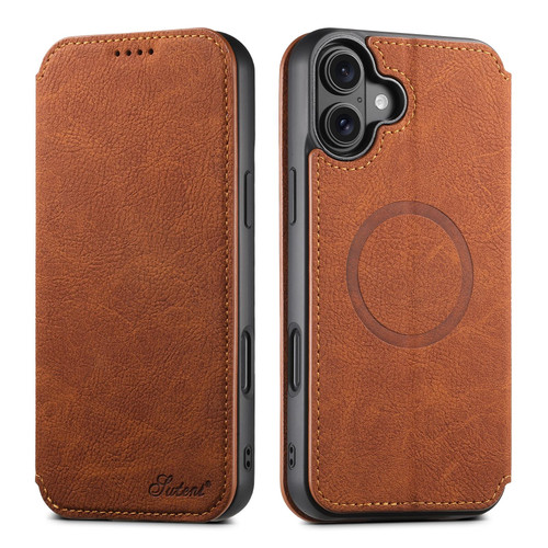 iPhone 17 Suteni J06 Retro Matte Litchi Texture Leather MagSafe Phone Case - Khaki