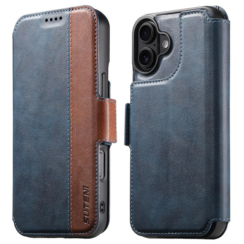 iPhone 17 Suteni Q07 2-in-1 Multi-function Detachable Wallet MagSafe Phone Case - Blue