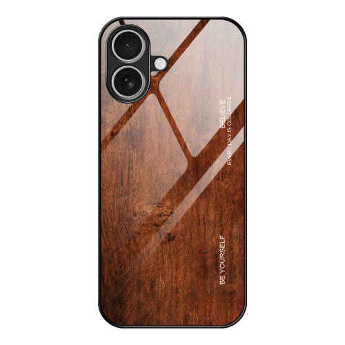 iPhone 17 Wood Grain Glass Phone Case - Dark Brown iPhone 17 Wood Grain Glass Phone Case - Dark Brown