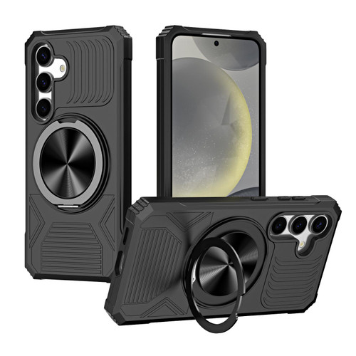 Samsung Galaxy A16 5G Alloy Rotating Holder MagSafe Shockproof Phone Case - Black
