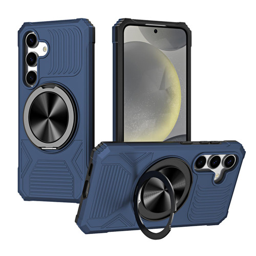 Samsung Galaxy A16 5G Alloy Rotating Holder MagSafe Shockproof Phone Case - Blue
