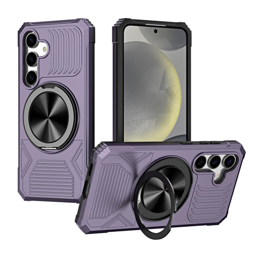Samsung Galaxy A16 5G Alloy Rotating Holder MagSafe Shockproof Phone Case - Dark Purple