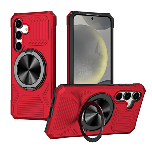 Samsung Galaxy A16 5G Alloy Rotating Holder MagSafe Shockproof Phone Case - Red