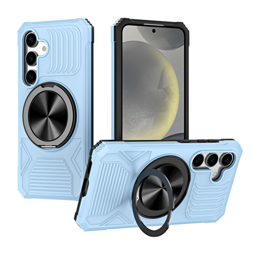Samsung Galaxy A16 5G Alloy Rotating Holder MagSafe Shockproof Phone Case - Sky Blue