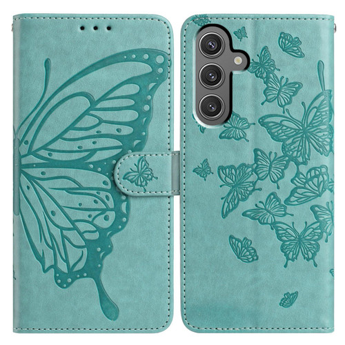 Samsung Galaxy A16 5G Butterfly Flutter Pattern Embossed Leather Phone Case - Green