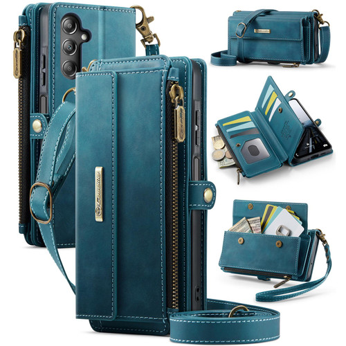 Samsung Galaxy A16 5G CaseMe C39 RFID Blocking Zipper Wallet Leather Phone Case with Crossbody Strap - Green