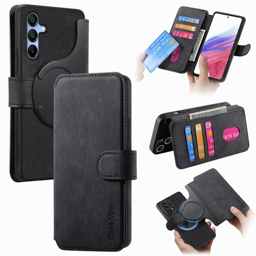 Samsung Galaxy A16 5G CaseNeo MagSafe RFID Anti-theft Retro Leather Phone Case - Black