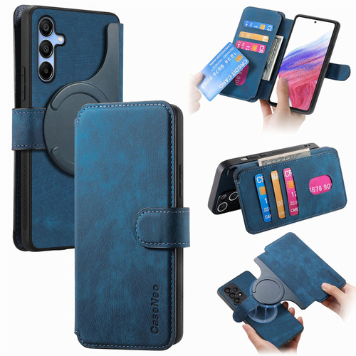 Samsung Galaxy A16 5G CaseNeo MagSafe RFID Anti-theft Retro Leather Phone Case - Blue