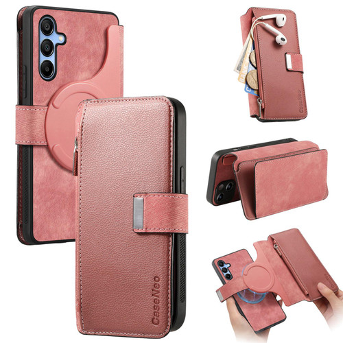 Samsung Galaxy A16 5G CaseNeo MagSafe RFID Anti-theft Zipper Wallet Retro Leather Phone Case - Pink