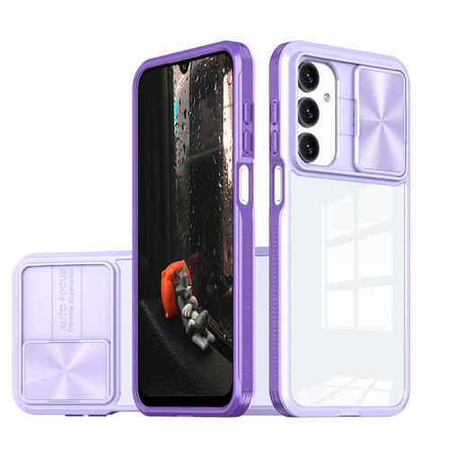 Samsung Galaxy A16 5G Clear Acrylic + PC + TPU Lens Sliding Cover Full Coverage Phone Case - Purple