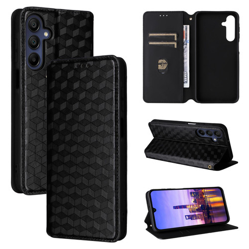 Samsung Galaxy A16 5G Cubic Grid Texture Flip Leather Phone Case - Black