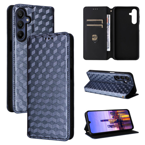 Samsung Galaxy A16 5G Cubic Grid Texture Flip Leather Phone Case - Blue