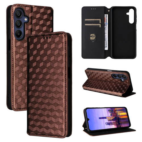 Samsung Galaxy A16 5G Cubic Grid Texture Flip Leather Phone Case - Brown