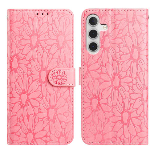Samsung Galaxy A16 5G Daisy Embossed Leather Phone Case - Pink