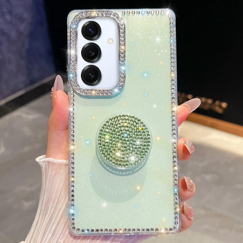Samsung Galaxy A16 5G Diamond Glitter Diamond Round Holder Phone Case - Light Green