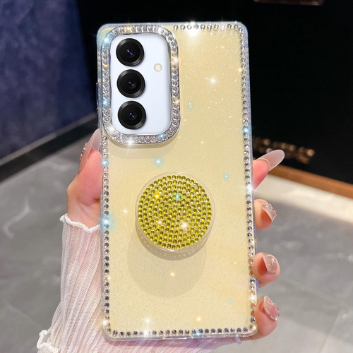Samsung Galaxy A16 5G Diamond Glitter Diamond Round Holder Phone Case - Light Yellow