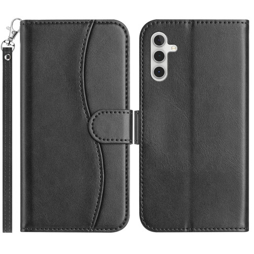 Samsung Galaxy A16 5G Dual-Folded S-shape Leather Phone Case - Black