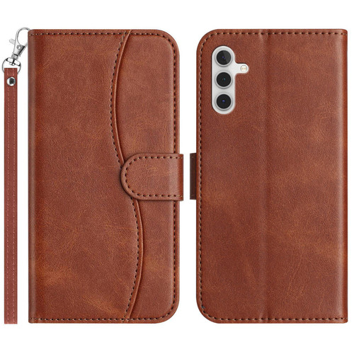 Samsung Galaxy A16 5G Dual-Folded S-shape Leather Phone Case - Coffee Samsung Galaxy A16 5G Dual-Folded S-shape Leather Phone Case - Coffee