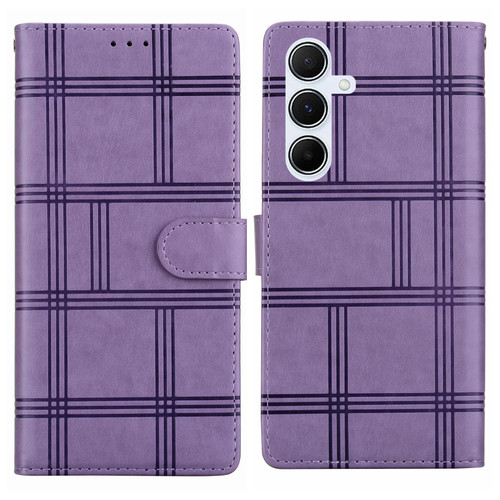 Samsung Galaxy A16 5G Embossed Checkered Leather Phone Case - Purple