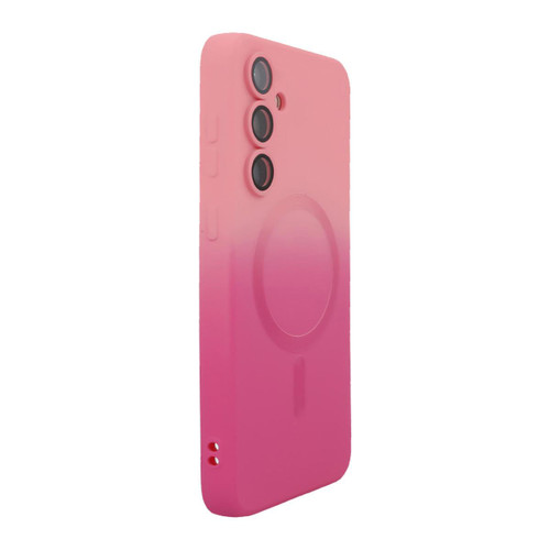 Samsung Galaxy A16 5G ENKAY Hat-Prince MagSafe Rainbow Gradient Silicone Phone Case with Lens Film - Pink Rose