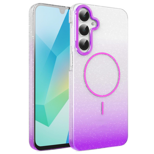 Samsung Galaxy A16 5G Gold Diamond Glitter Gradient MagSafe Shockproof Phone Case - Purple