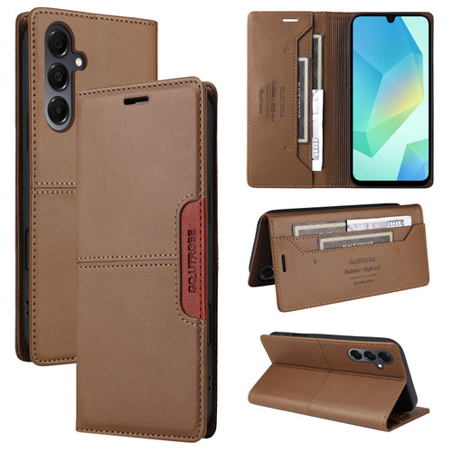 Samsung Galaxy A16 5G GQUTROBE G01 RFID Anti-theft Leather Phone Case - Brown