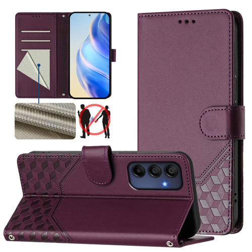 Samsung Galaxy A16 5G Honeycomb Embossing RFID Leather Phone Case - Violet