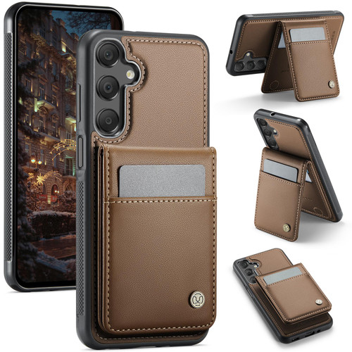Samsung Galaxy A16 5G JEEHOOD J06 British Style RFID MagSafe Card Bag PU Phone Case - Brown