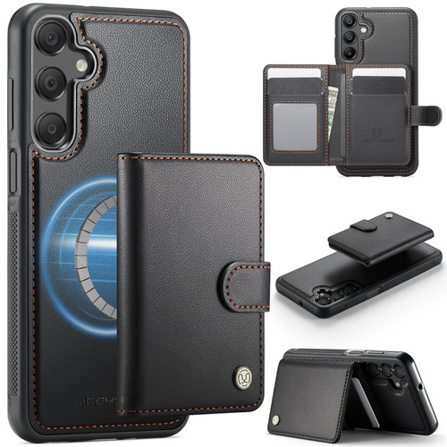 Samsung Galaxy A16 5G JEEHOOD J09 Buckle Card Bag MagSafe Magnetic Style RFID Leather Phone Case - Black