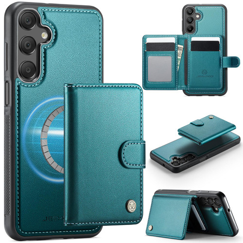 Samsung Galaxy A16 5G JEEHOOD J09 Buckle Card Bag MagSafe Magnetic Style RFID Leather Phone Case - Green