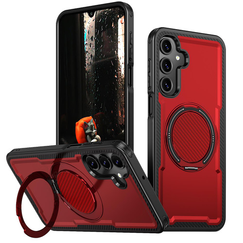 Samsung Galaxy A16 5G kalebol Metal 360 Degree Rotation Holder MagSafe Phone Case - Red