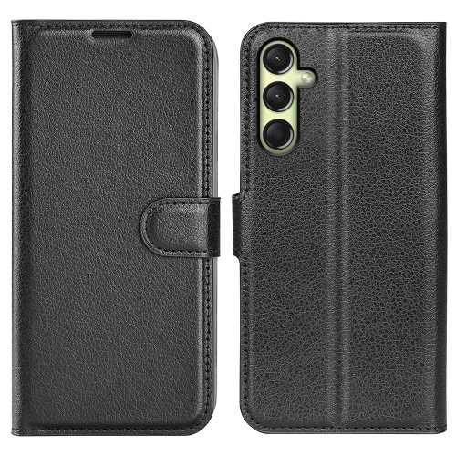 Samsung Galaxy A16 5G Litchi Texture Horizontal Flip Leather Phone Case with Holder - Black